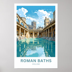 Roman Baths England Travel Print Poster