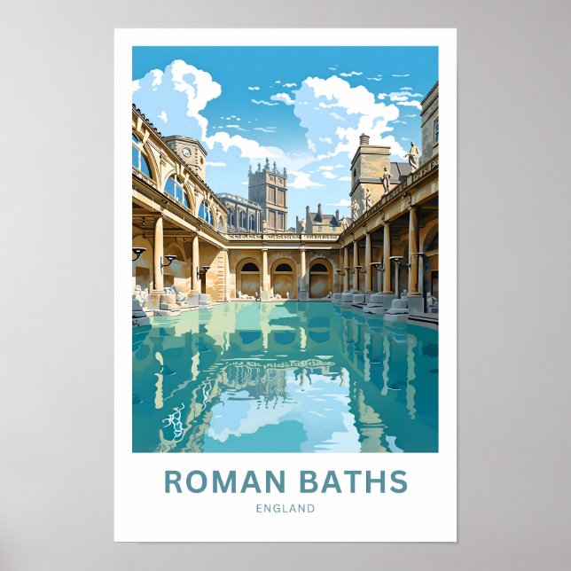 Roman Baths England Travel Print Poster (Framsidan)