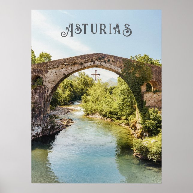 Roman Bridge, Cangas de Onís, Asturias travel Poster (Framsidan)