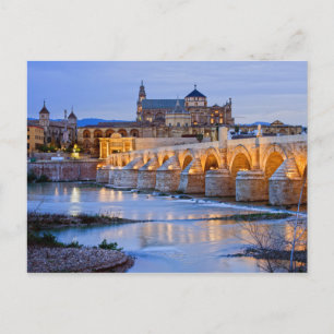 Roman Bridge och Mezquita Cathedral i Cordoba Vykort