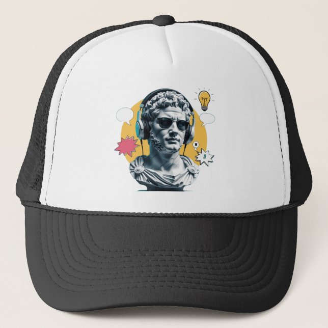 Roman Bust med hörlurar - Aesthetic Pappa Hat Keps (Framsida)