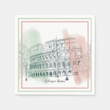 Roman Colosseum Italienska Flagga Pen och Bläck