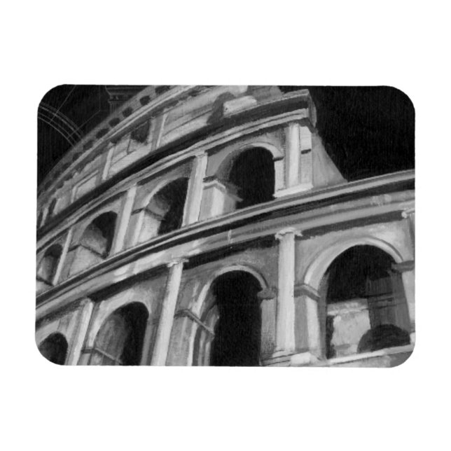 Roman Colosseum med Architectural Teckning Magnet (Horisontell)