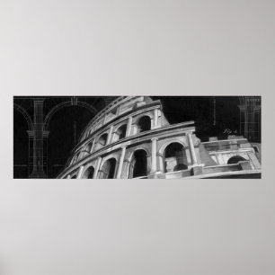Roman Colosseum med Architectural Teckning Poster