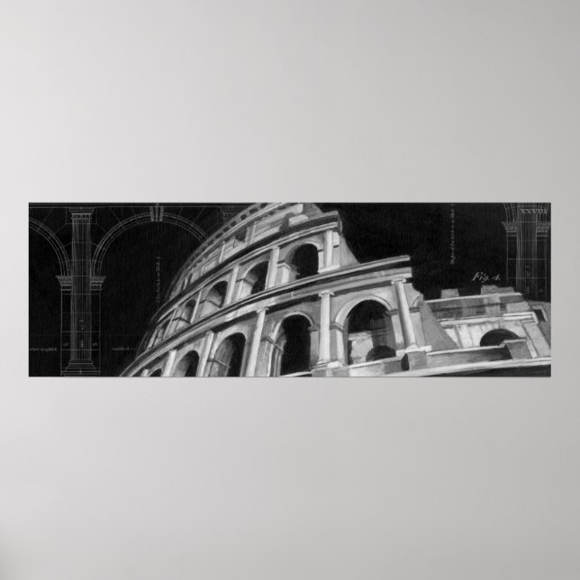 Roman Colosseum med Architectural Teckning Poster (Framsidan)