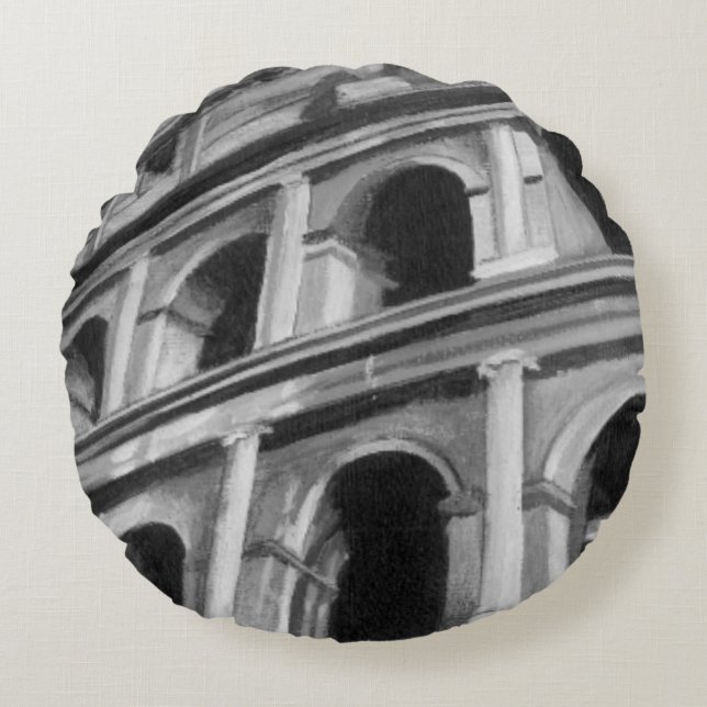 Roman Colosseum med Architectural Teckning Rund Kudde (Framsidan)