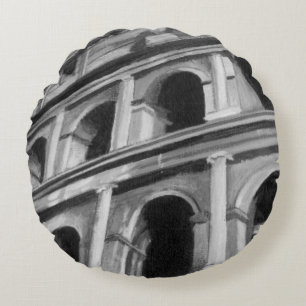 Roman Colosseum med arkitektonisk Teckning Rund Kudde
