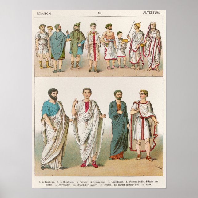 Roman Dress, från Trachten der Voelker, 1864 Poster (Framsidan)