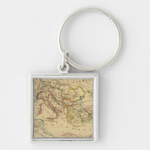 Roman Empire under Constantine och Trajan Fyrkantig Silverfärgad Nyckelring