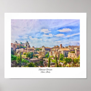 Roman Forum från Palatine Backe in Italien Waterco Poster