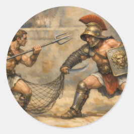 Roman Gladiator Duel  Runt Klistermärke