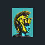 Roman Gladiator Pop Art Porträtt Canvastryck<br><div class="desc">Romska Gladiatorer kämpade ofta till döds inom Roms gamla kolosseum. Den romerska gladiatorn Pop Art Porträtt är en grafisk illustration av en av dessa glasrutor. Glaseringsglaset porträtt är i färgad med gult och turkos med grått och svart. Om man är fläkt av romerska krigare är det den romerska gladiatorn Pop...</div>