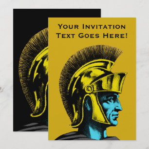 Roman Gladiator Pop Art Porträtt Inbjudningar
