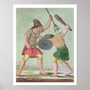 Roman Gladiators, from 'L'Antica Roma', 1825 (colo Poster