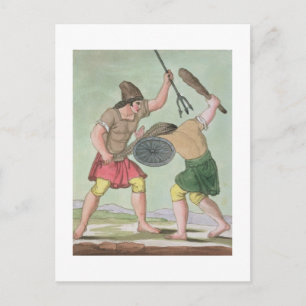 Roman Gladiators, from 'L'Antica Roma', 1825 (colo Vykort