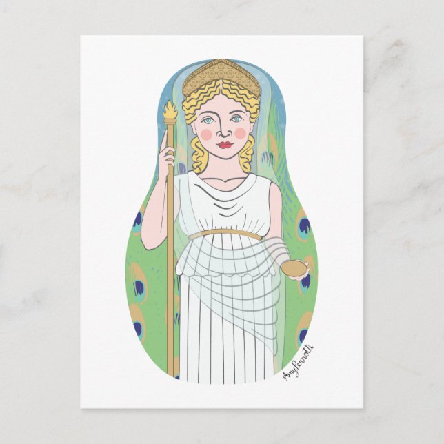 Roman Goddess Juno Matryoshka Postcard Vykort (Framsida)