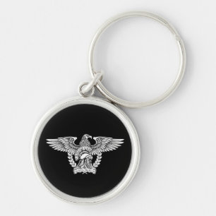 Roman Legionary Eagle Si Vis Pacem Para Bellum Rund Silverfärgad Nyckelring
