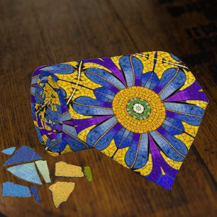 Roman Mosaic Stil Gult och Blue Repeat Mönster Slips