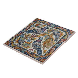 Roman Mosaic Stil Pigeons Ceramic Tile Kakelplatta