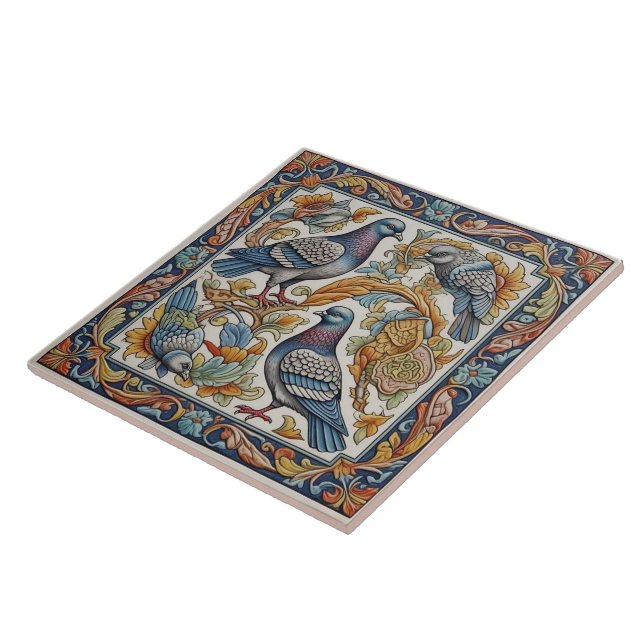 Roman Mosaic Stil Pigeons Ceramic Tile Kakelplatta (Sidan)
