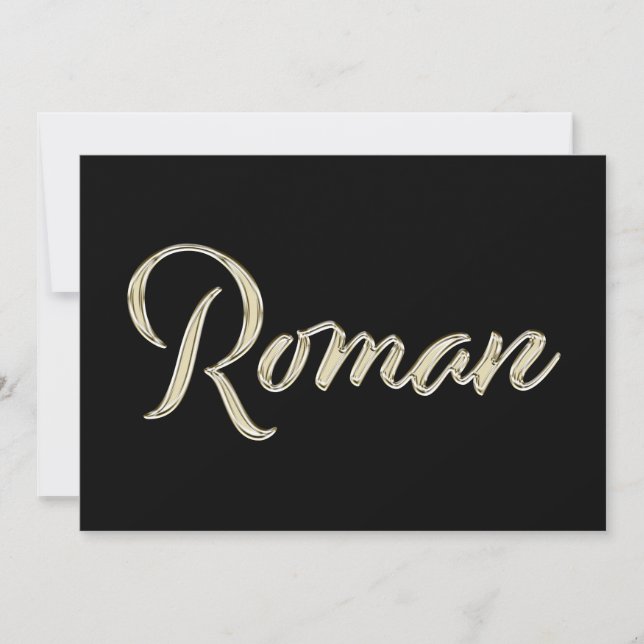 Roman Name white gold Handwriting Karte Kort (Framsida)
