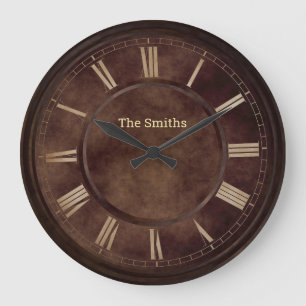 Roman Numbers Rusty Brown Acrylic Wall Clock Stor Klocka