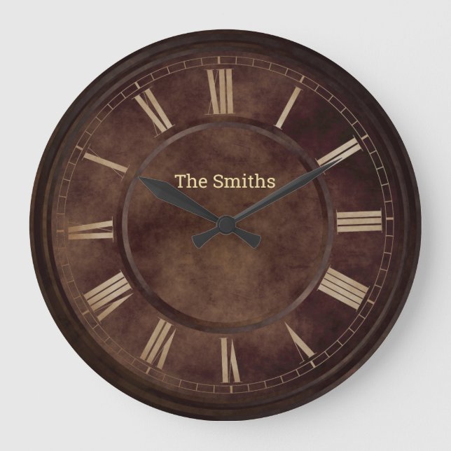 Roman Numbers Rusty Brown Acrylic Wall Clock Stor Klocka (Framsida)