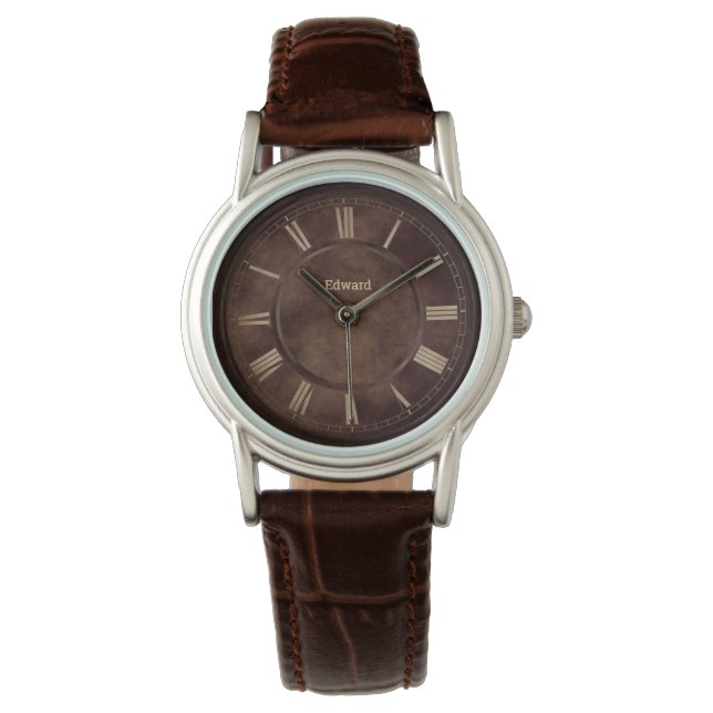 Roman Numbers Rusty Brown Armbandsur (Framsida)