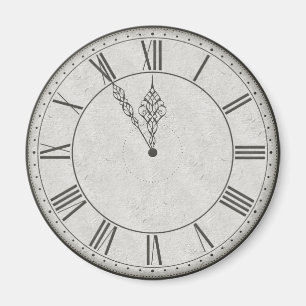Roman Numeral Clock Ansikte B&W Magnet