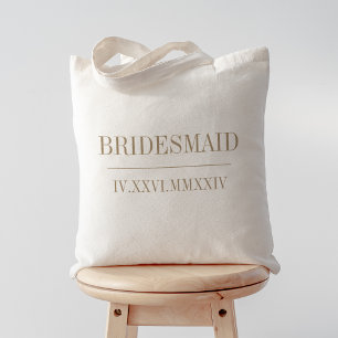 Roman Numeral Date Bridesmaid Brudens sida Tygkasse