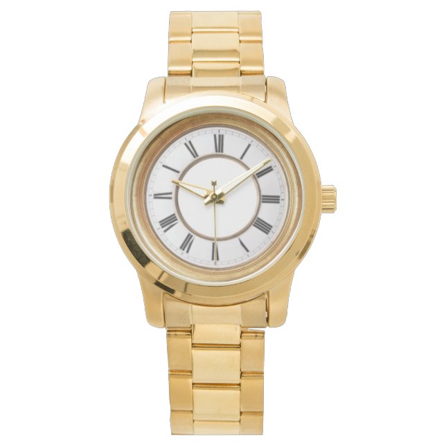 Roman Numeral Guld Unisex Watch Armbandsur (Framsida)