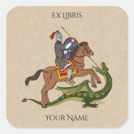 Roman Saint George och Dragon Bookplate Fyrkantigt Klistermärke