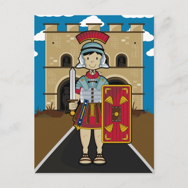 Roman Soldier Guarding Fort vykort (Framsida)