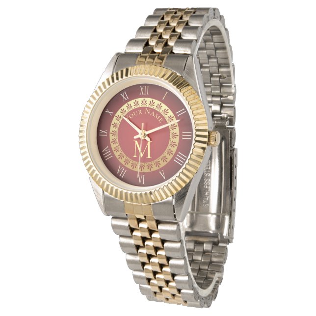 Roman Stil Anpassningsbar Monogram Armbandsur (Vinklad)