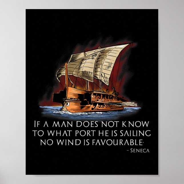 Roman Stoic Philosophy Seneca Quote - Ancient Gree Poster (Framsidan)