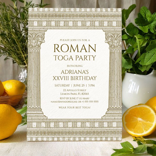 Roman Toga Party med elegant tempelkolonner Inbjudningar (Skapare uppladdad)