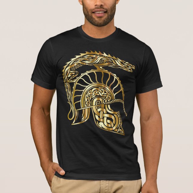 roman tshirt för guld för gladiatorcenturionhjälm tee shirt (Framsida)