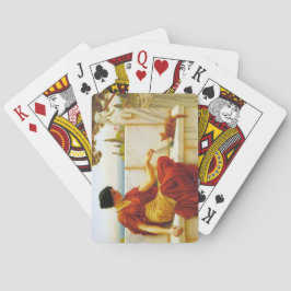 Roman Woman spelar med sin favoritkatt Casinokort