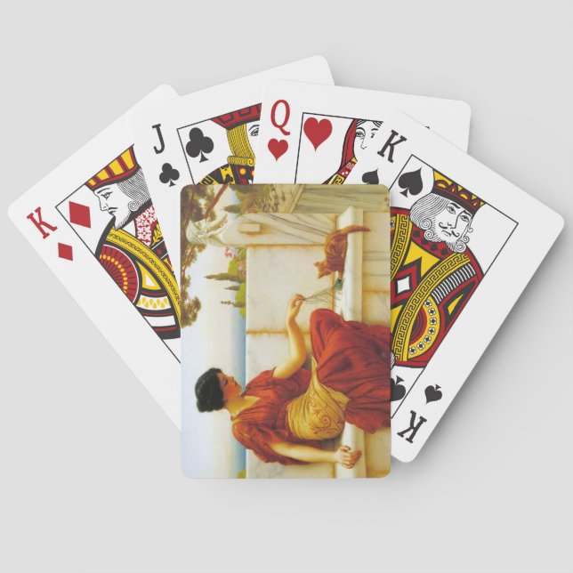 Roman Woman spelar med sin favoritkatt Casinokort (Baksidan)