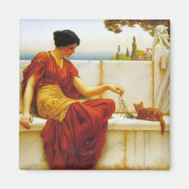 Roman Woman spelar med sin favoritkatt Magnet