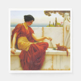 Roman Woman spelar med sin favoritkatt Pappersservett