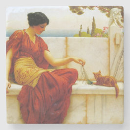 Roman Woman spelar med sin favoritkatt Stenunderlägg