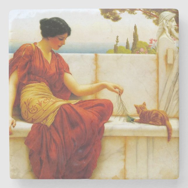 Roman Woman spelar med sin favoritkatt Stenunderlägg (Framsidan)