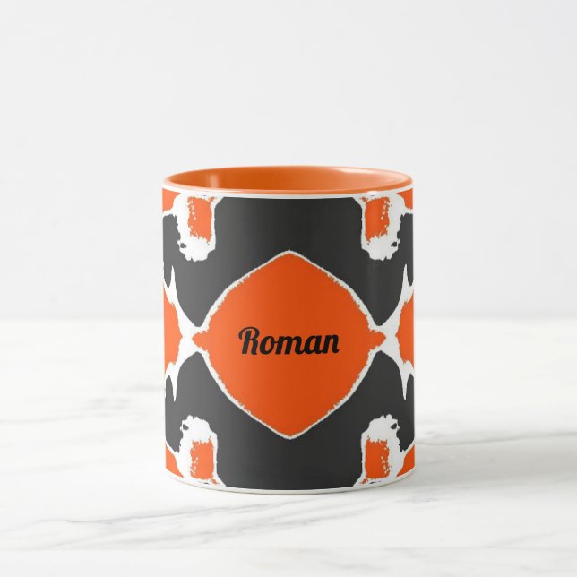 ROMAN ~ Zany 3D ~ Black White Orange Mugg (Center)