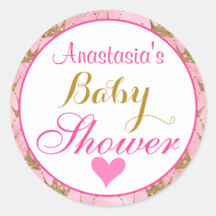 Romana Princess Rosa och Guld Glitter Babyskor Runt Klistermärke
