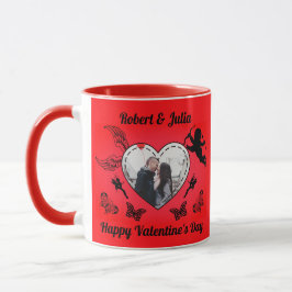 Romance Cute Red Heart Cupid Photo Valentines Day Mugg