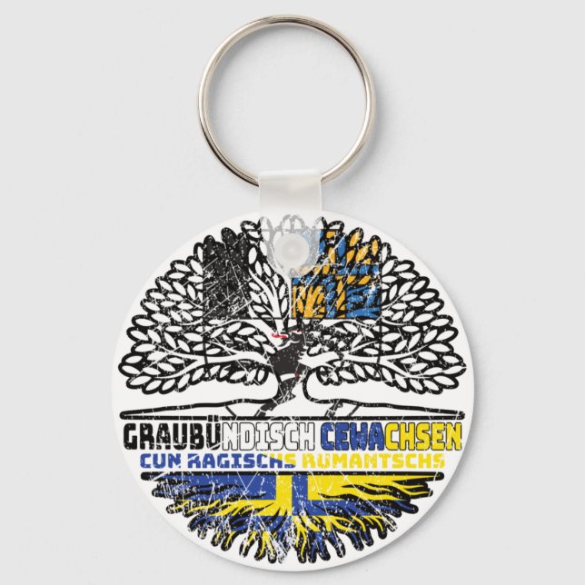 Romanen Rätoromanisch Schweizer Schweiz Baum Nyckelring (Framsida)