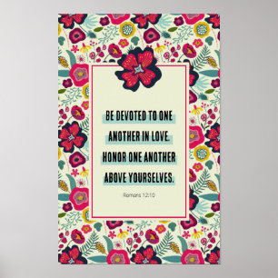 Romaner 12:10 Fet Blommigt Abstrakt heder varandra Poster