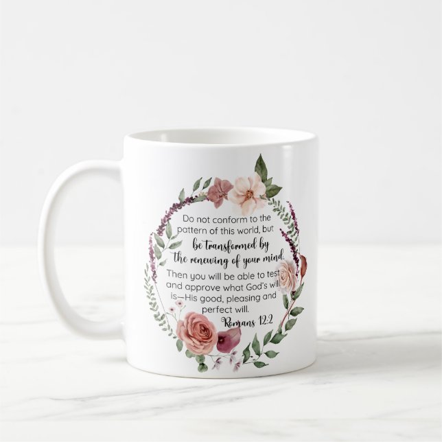 Romaner 12:2 Överensstämmer inte med Blommigten mö Kaffemugg (Vänster)