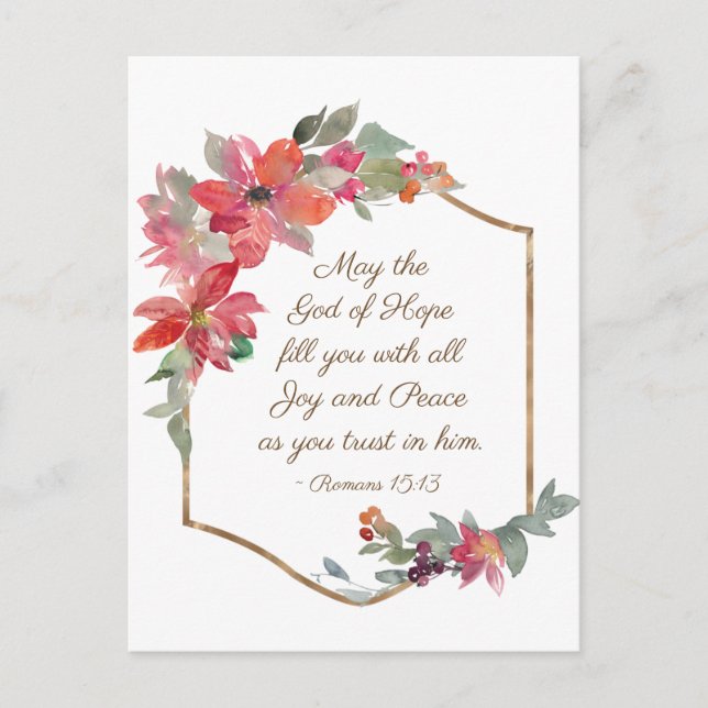 Romaner 15:13 Hoppets Gud, jul Vykort (Framsida)